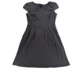 Grey and Black Geometric Cap Sleeved Dress